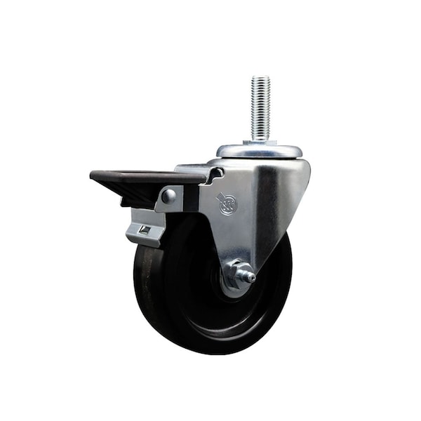 4 Inch Phenolic Wheel Swivel 34 Inch Threaded Stem Caster with Brake SCC